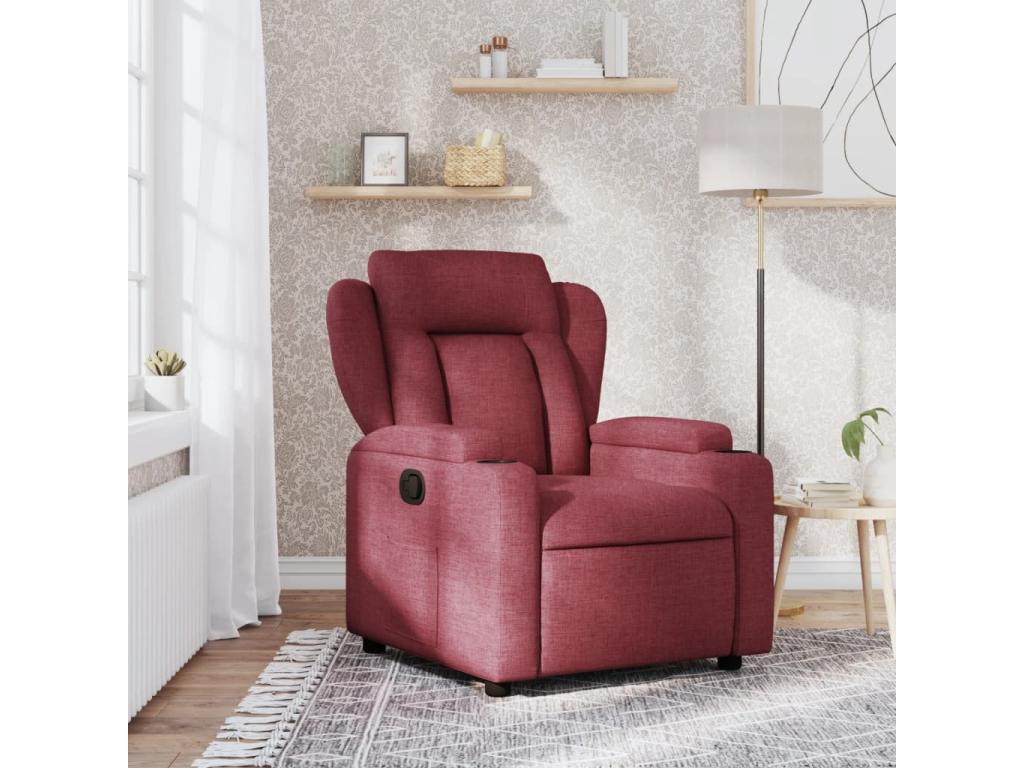 Sillón reclinable de tela rojo tinto