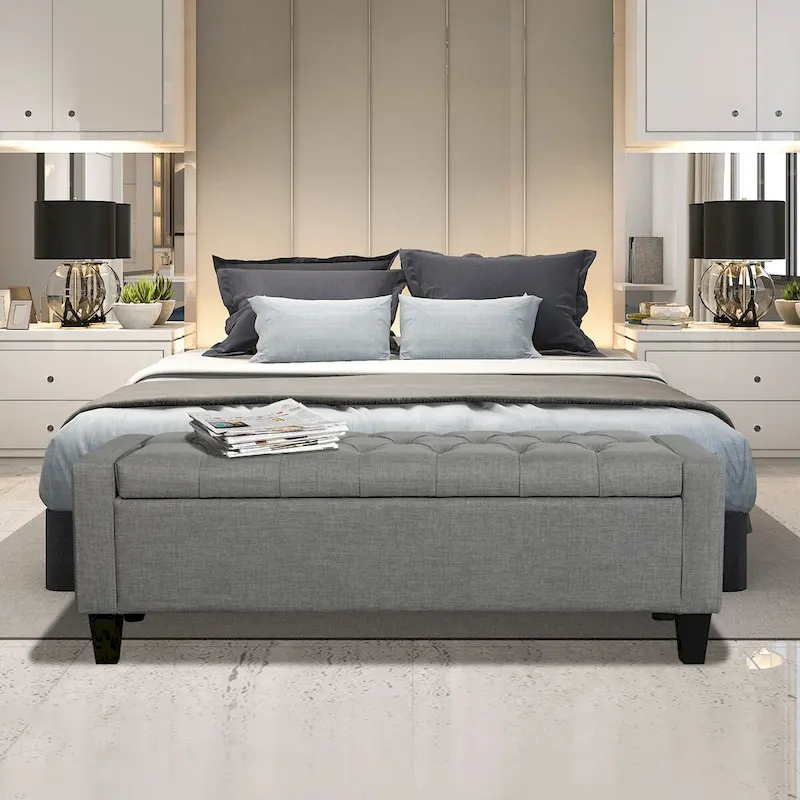 Porthos Home Wren Upholstered Button-Tufted Storage Bench