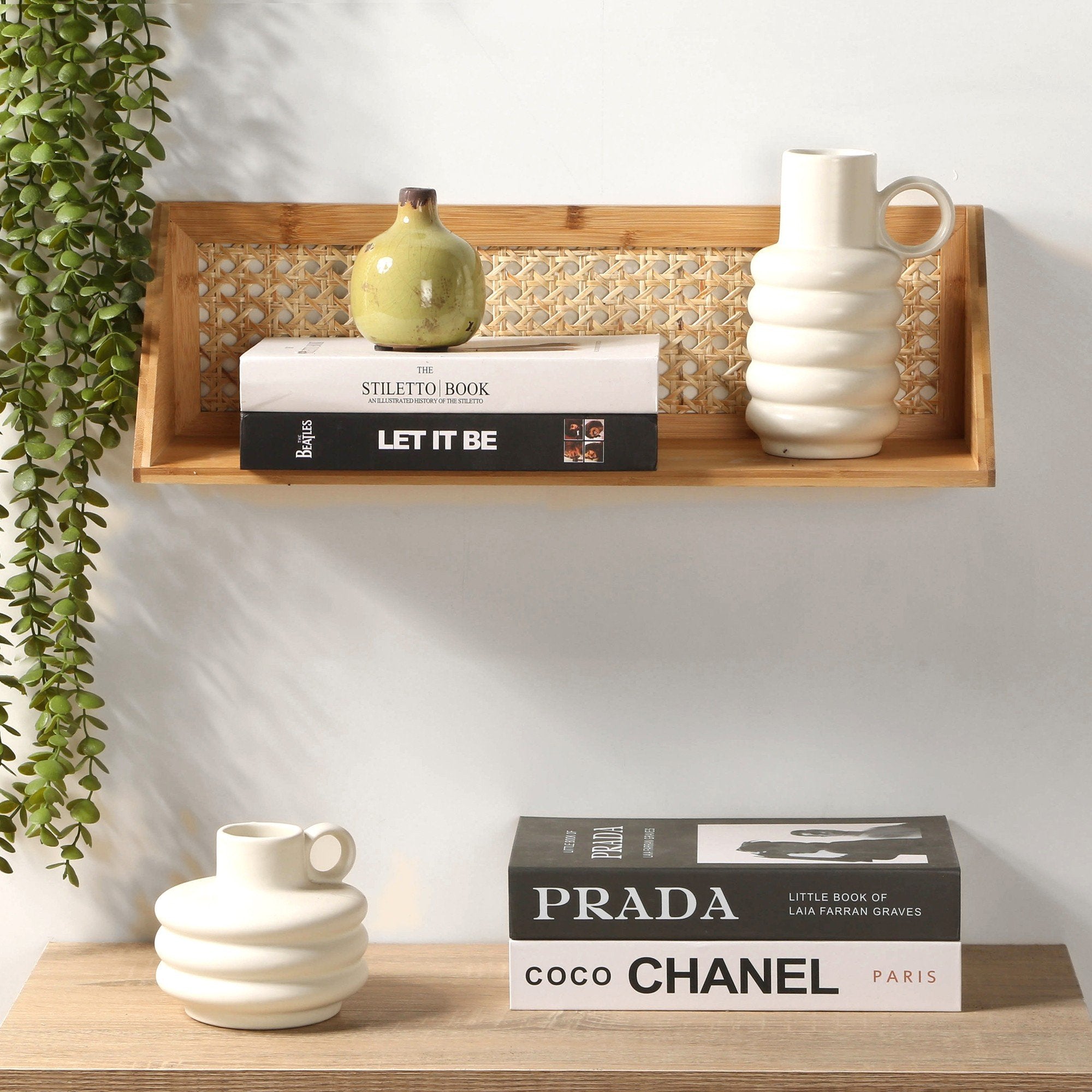 Calicosy - Wandplank bamboe rotan - L40 cm