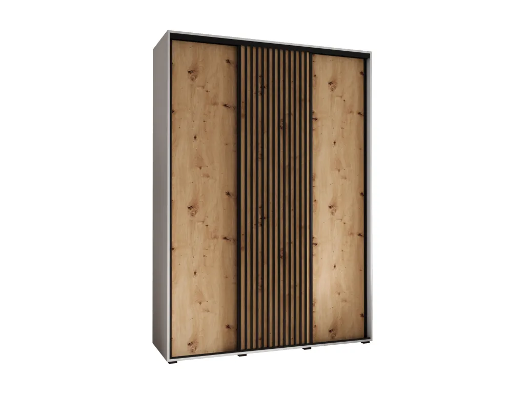 Armario de 3 Puertas Correderas Lluesmahome, diseño combinado en blanco y artisan, medidas 205.2/180/60 cm.  ID2569142