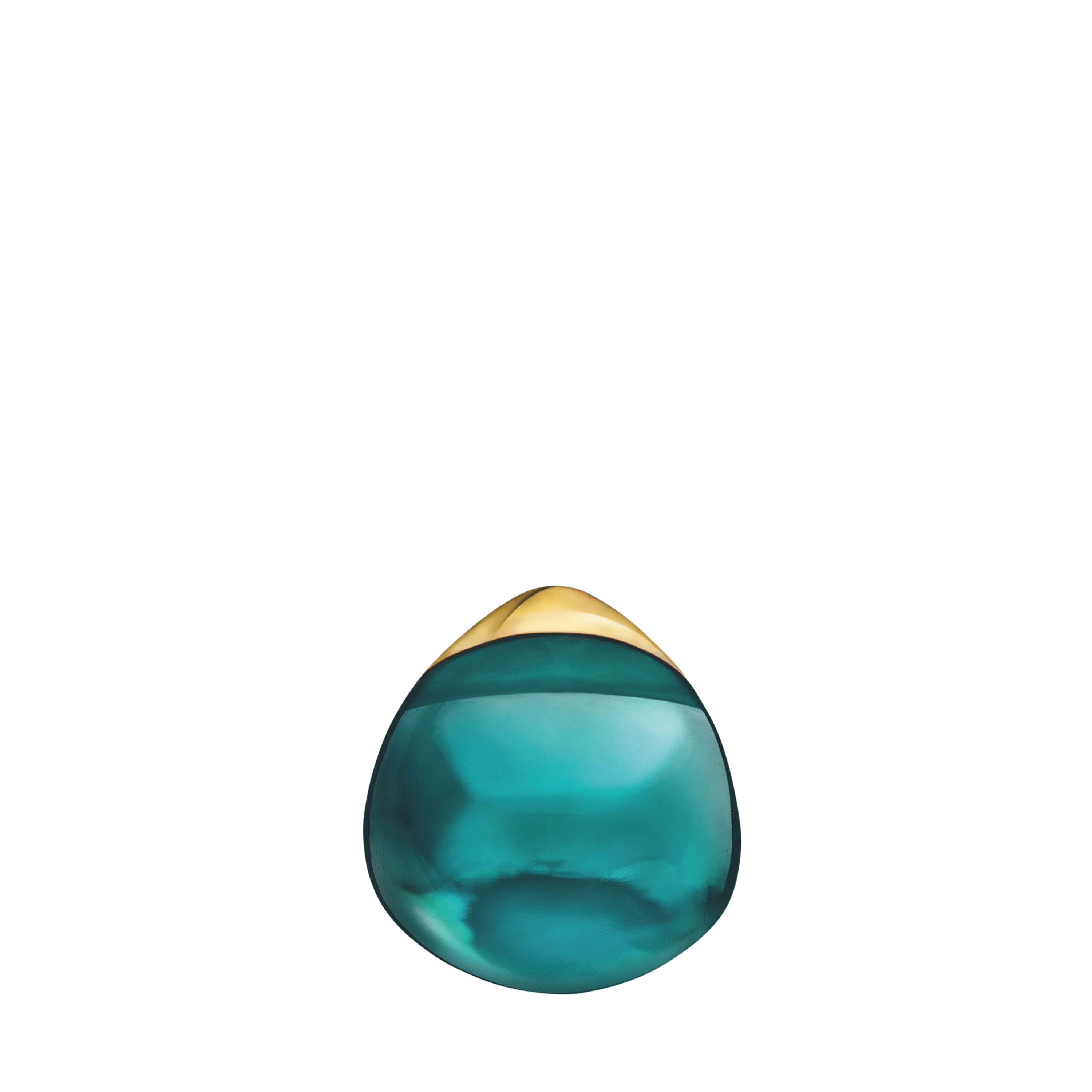 BOUCLES D'OREILLES CABOCHON - CRISTAL VERT PROFOND, PLAQUÉ OR JAUNE 18 CARATS