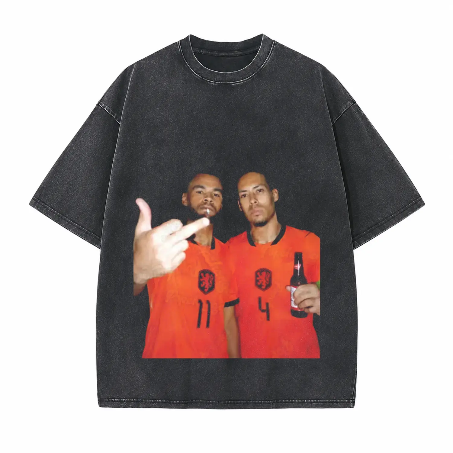 Orange Team Football Players Afterparty Printed Unisex Washed T-Shirt