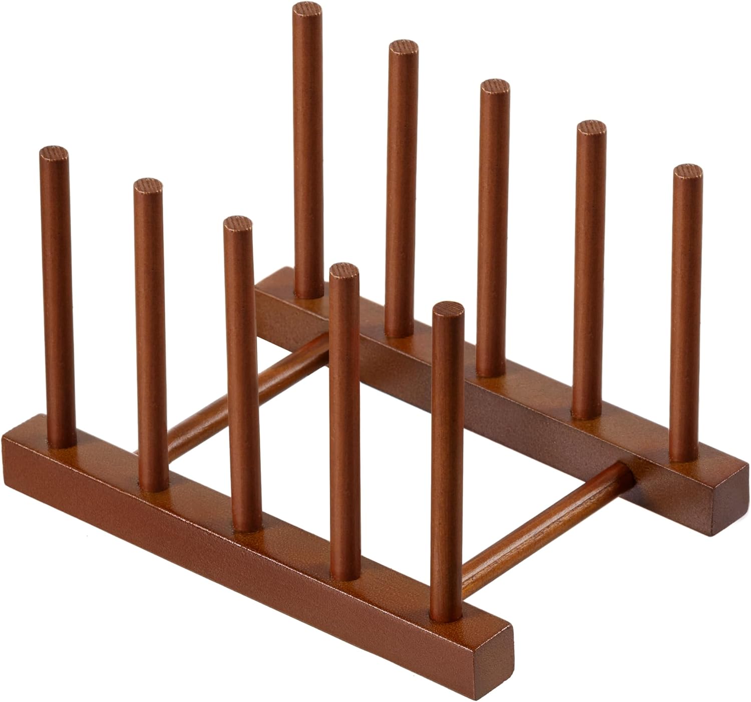 HBlife 6 Slots Teak Dish Plate Bowl Cup Book Pot Lid Cutting Board Drying Rack Stand Drainer Storage Holder Organizer Kitchen Cabinet（Keep Dry）