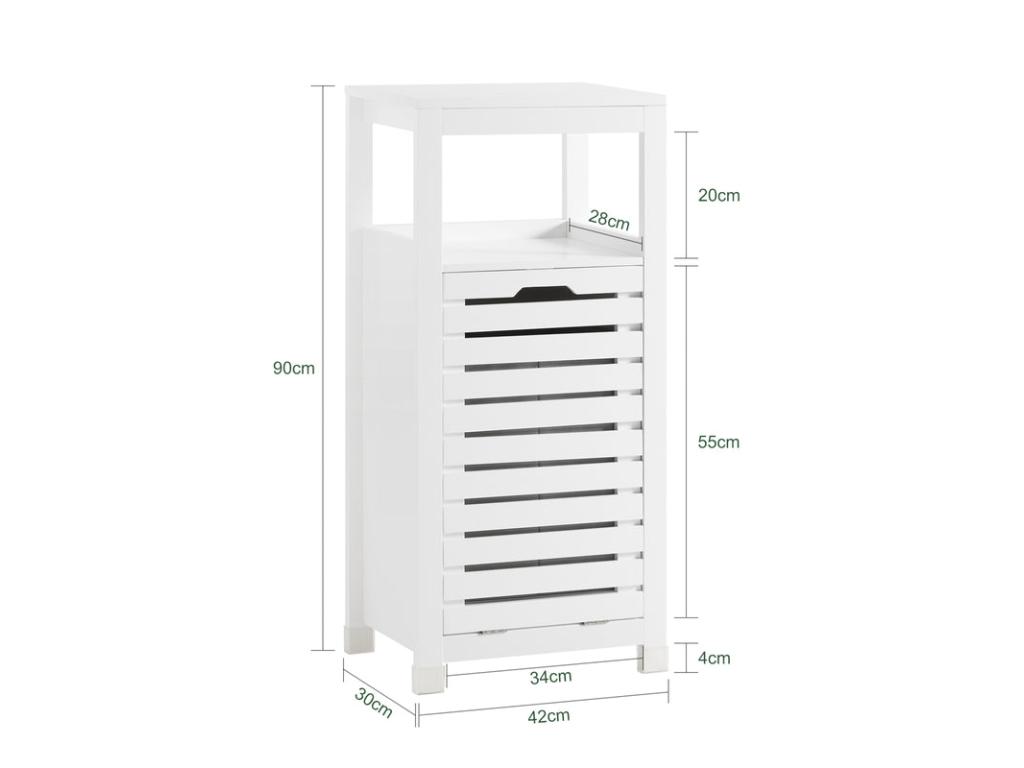 Canasto para la Colada Mueble de baño con cesto para Ropa Sucia Amario para baño Tucasago 42 x 30 x 90 cm BZR67-W Tucasago ES