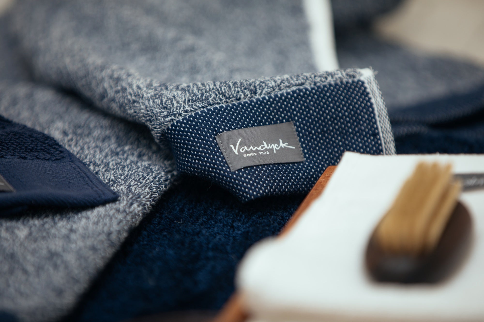 Gastendoek Home Mouliné Blue Ink   Blauw   Katoen