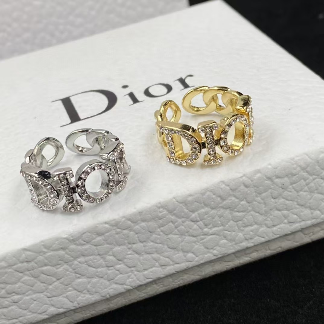 Diamond Paved Dior Letters Open Ring - Original Replica Club
