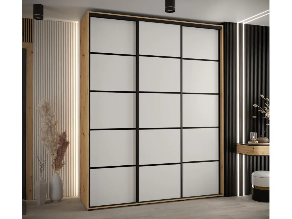 ARMARIO Decocasaes 4 DE PUERTAS CORREDERAS 235.2/200/60 3 puertas (Artisan/Blanco/Negro) 68897nrfi