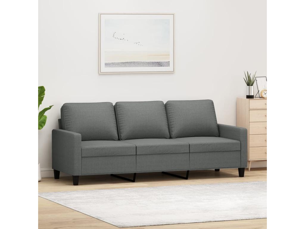 Sofá de 3 plazas de tela gris oscuro 180 cm - QCkpNb1185bK