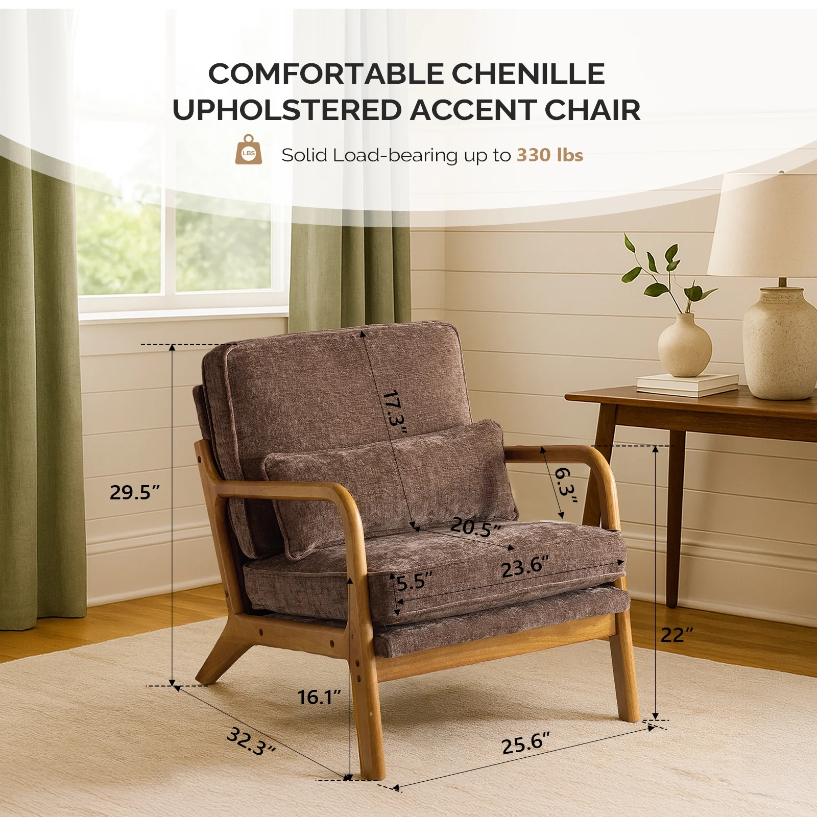 Ktaxon Accent Chair Corduroy Upholstered Armchair, Reading Club Chair with Pillow and Solid Wood Frame for Living Room Bedroom Furniture Off White - Image 141