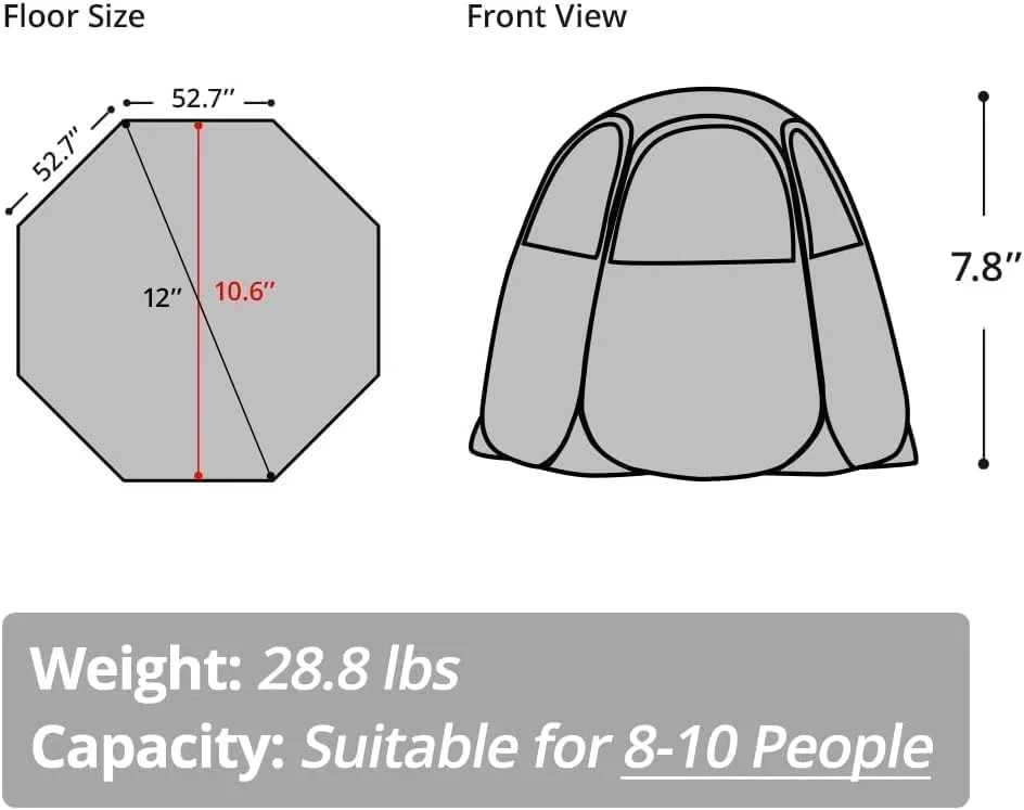 Screen gazebo sleeps 6-10-15 people Igloo-style canopy tent mosquito net on the sides Perfect