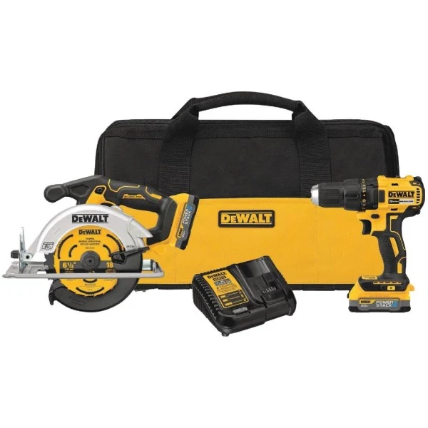 DEWALT 2-Tool 20V MAX Lithium-Ion Brushless Drill/Driver And Circular Saw Cordless Combo Kit With 2 POWERSTACK Batteries DEWALT 2-Tool 20V MAX Lithium-Ion Brushless Drill/Driver And Circular Saw Cordless Combo Kit With 2 POWERSTACK Batteries