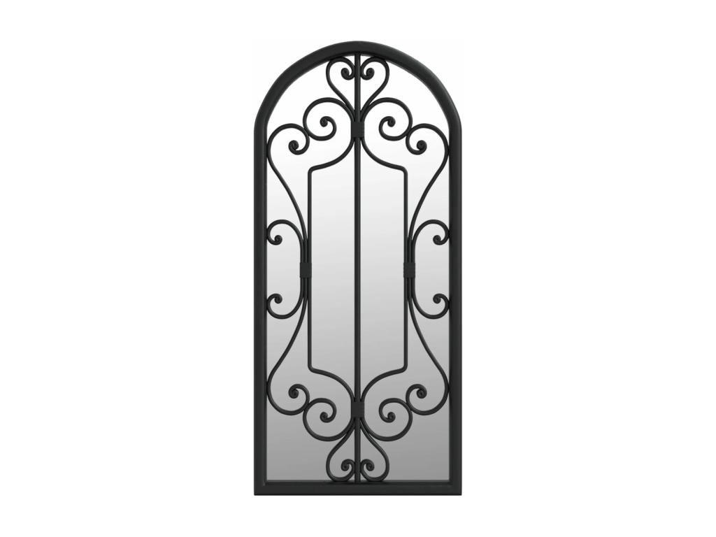 Espejo de jardín hierro negro para uso exterior 100x45 cm