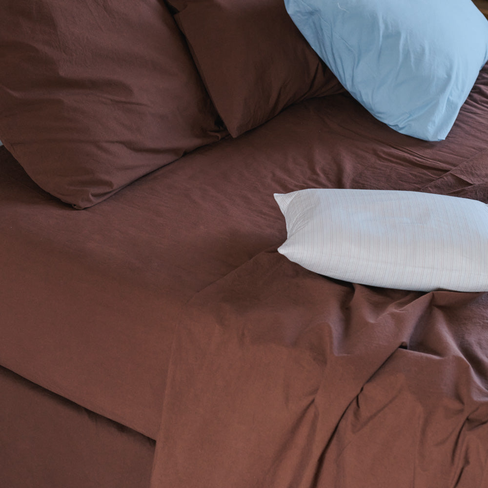 Drap-housse en percale de coton - Marron Cargo