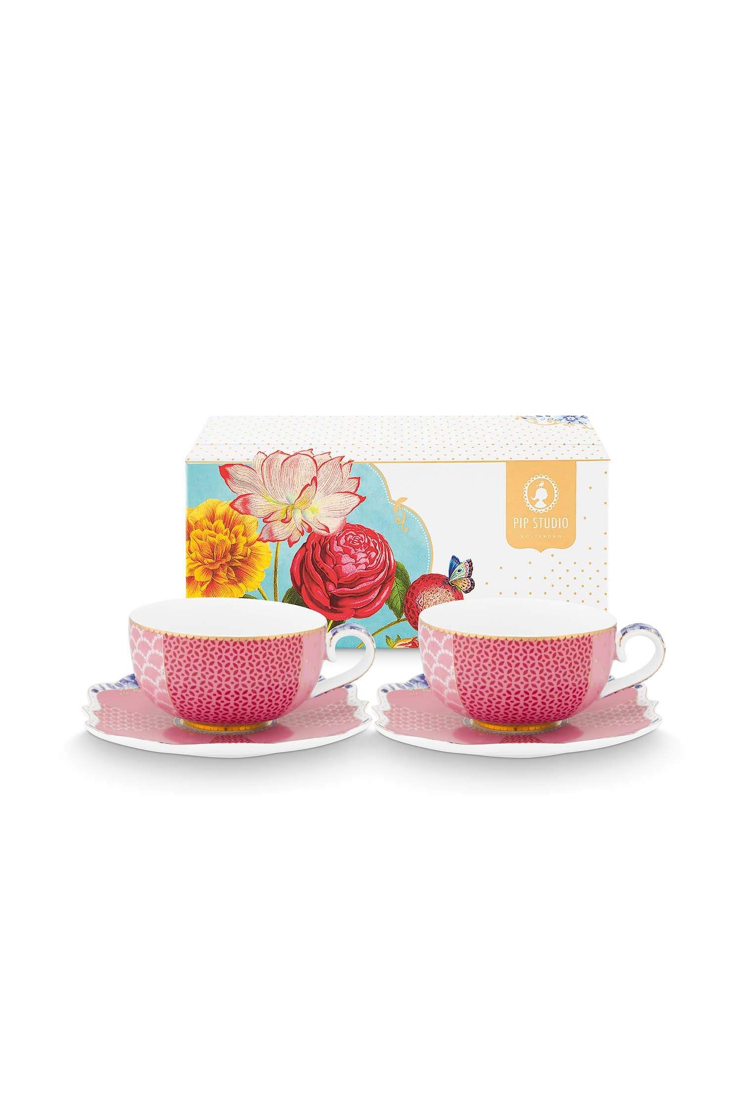 Set/2 Espresso Cups & Saucers Royal Pink 125ml