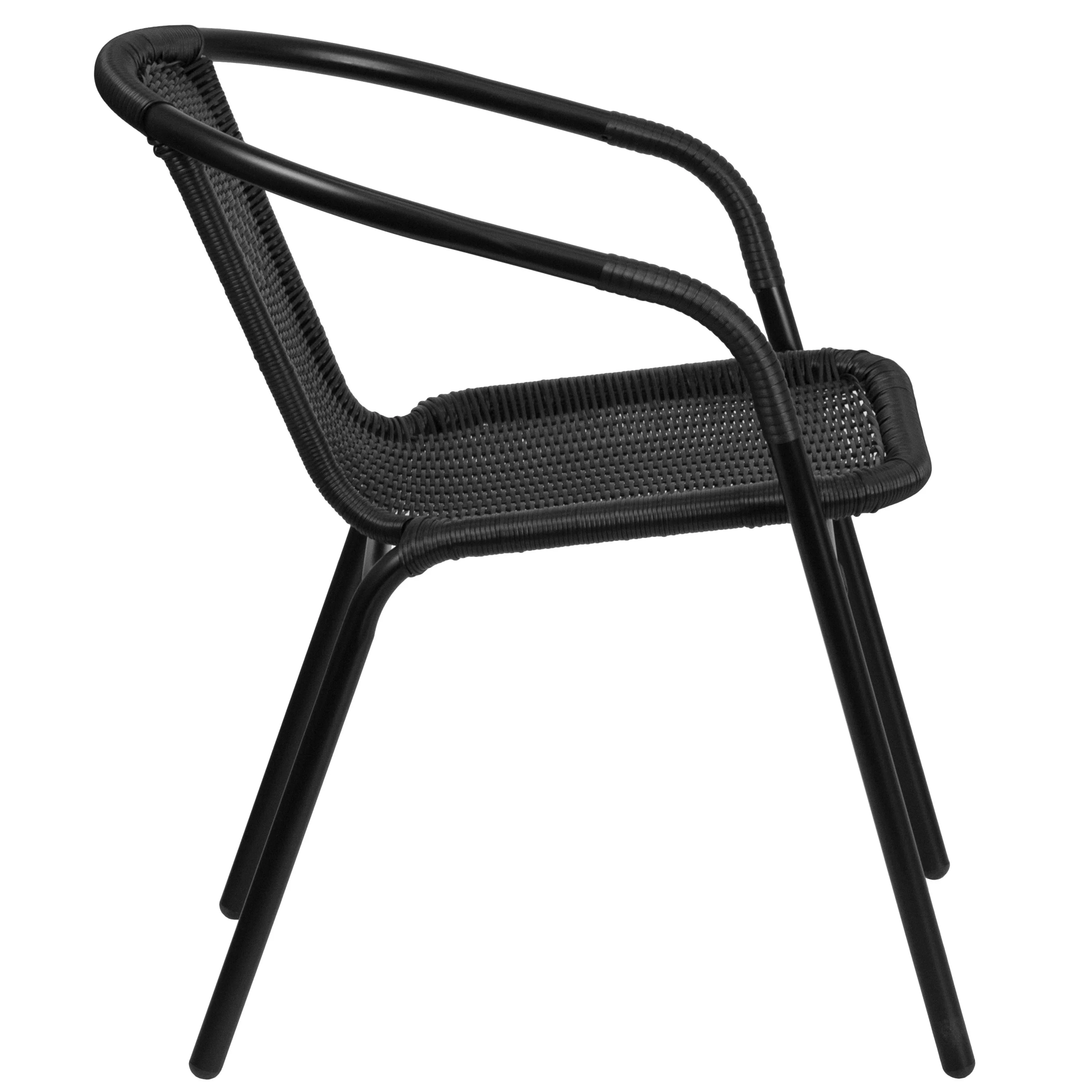 Emma + Oliver Indoor/Outdoor Stacking Rattan Restaurant Patio Chairs, Set of 2, Gray - Image 19