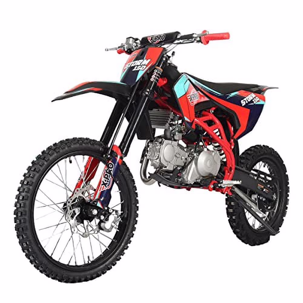 X - Pro Brand New 150cc Gas Pit Dirt Bike, 4 Manual Transmission Electric/Kick Start 19"/16" Tires(Black)