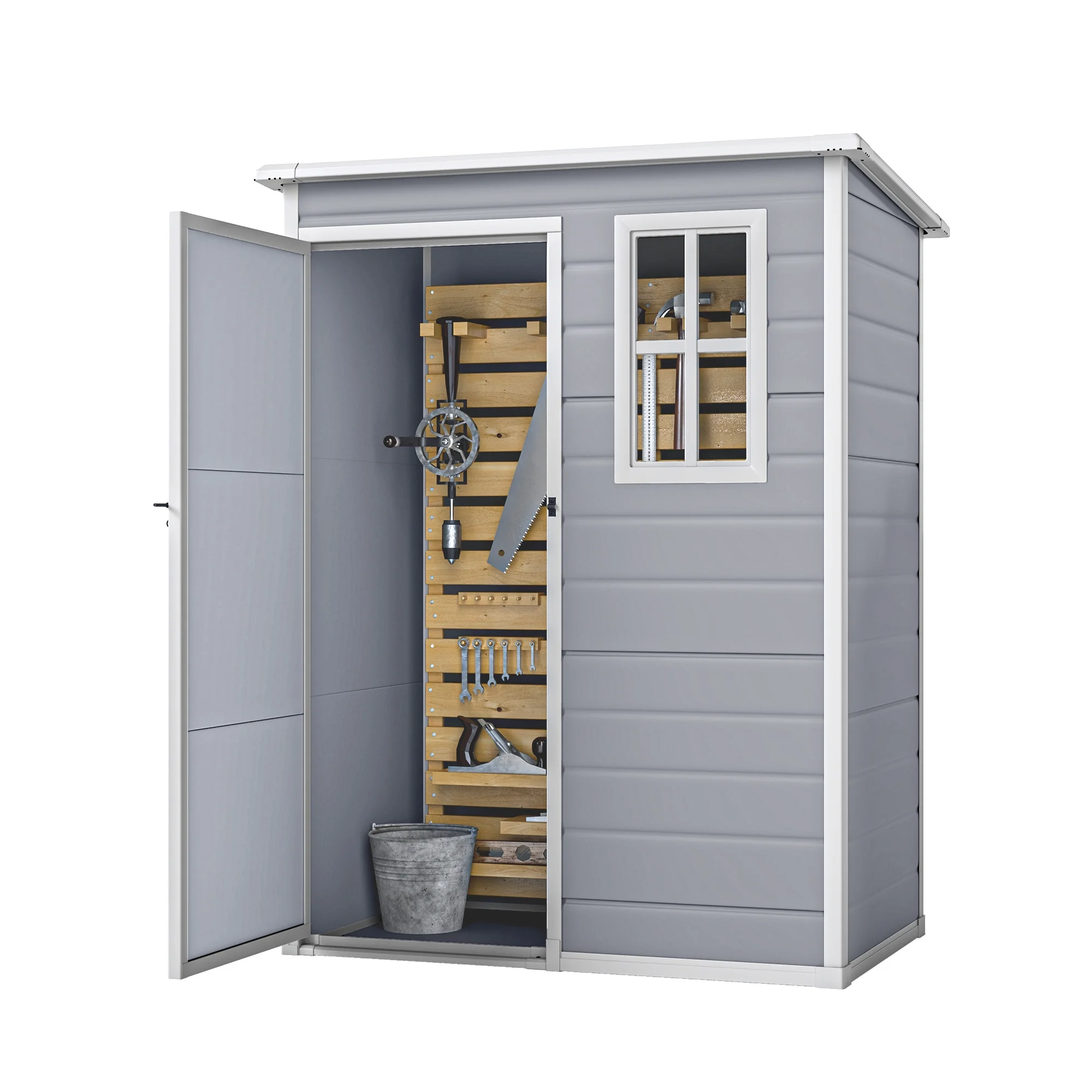 Uforic Resin Outdoor Storage Shed, 5x3 FT with Floor All-Weather Resin Storage Shed with Lockable Door & Window, Waterproof - Image 6