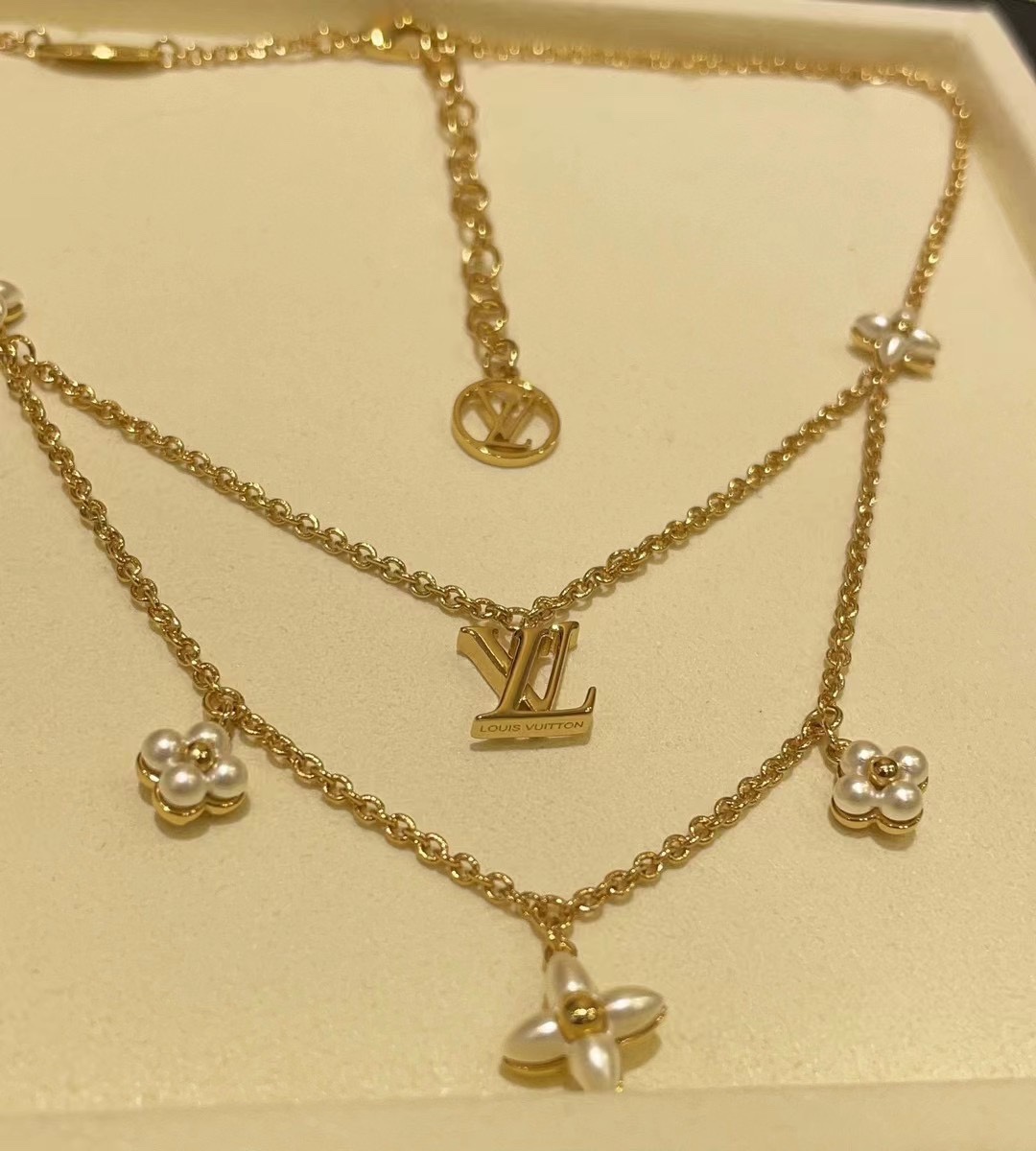 Louis Vuitton Layered Floragram Necklace - Original Replica Club