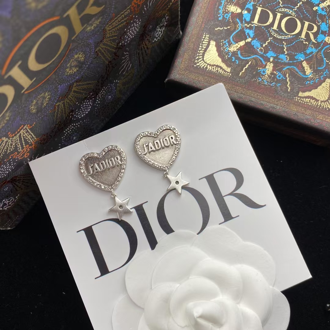 Dior JADIOR Heart with Star Drop Earrings - Original Replica Club