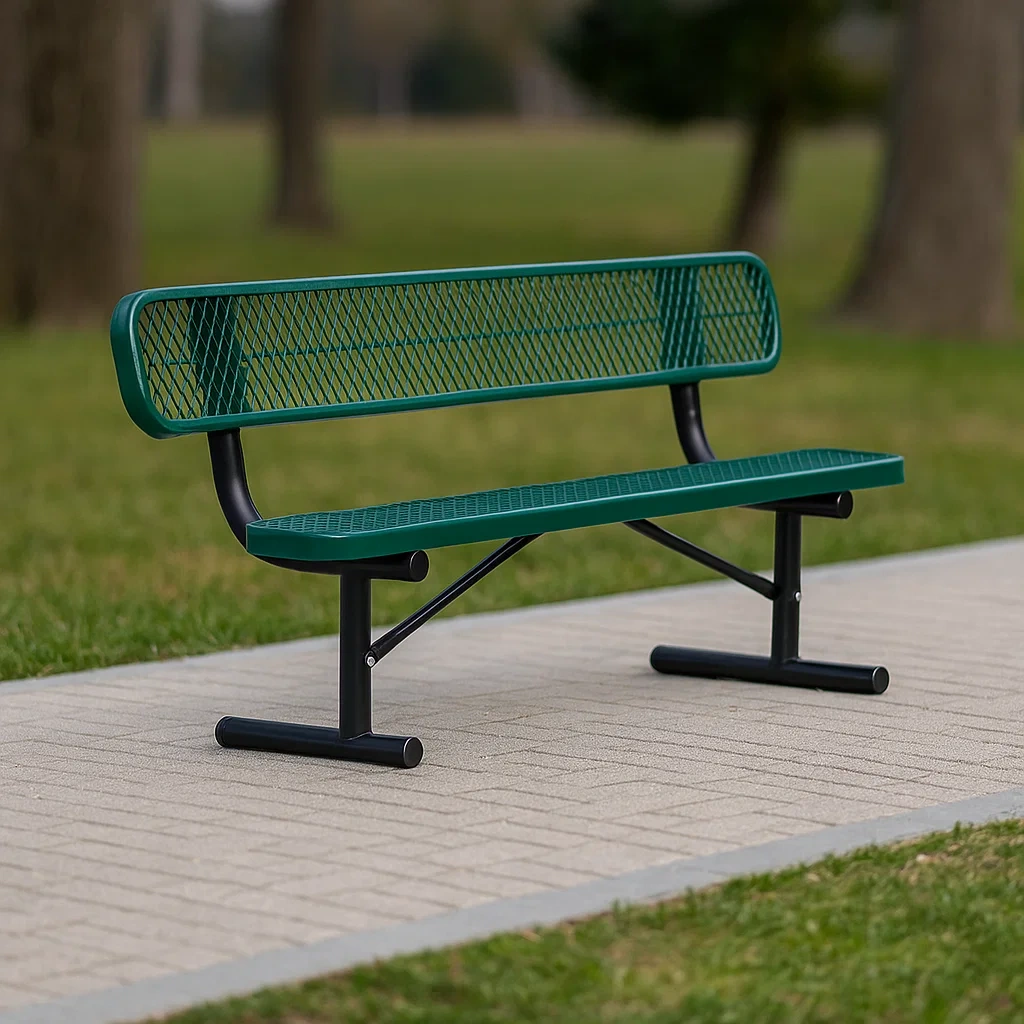 Banco de parque,verde,acero,exterior,182x56x86 cm