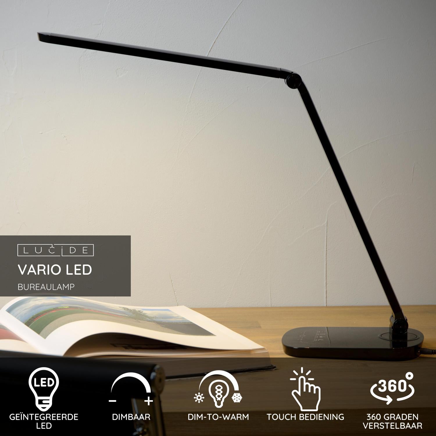 Lucide VARIO LED Bureaulamp - Zwart