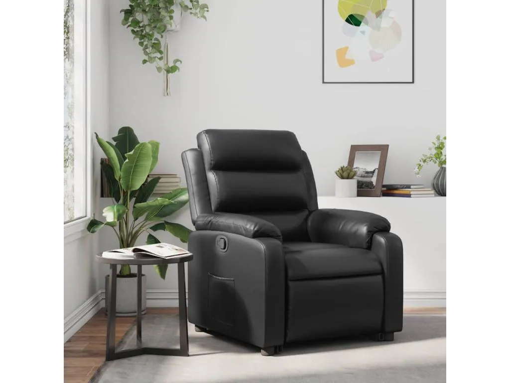 Sillón reclinable de cuero sintético negro