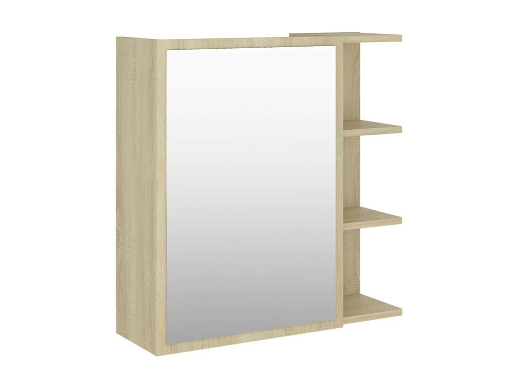 Armario espejo baño contrachapada color roble 62 - 5x20 - 5x64 cm Marrón