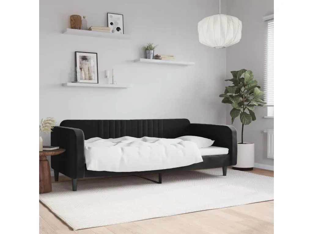 Sofá cama terciopelo negro 90x190 cm 13244GFKY