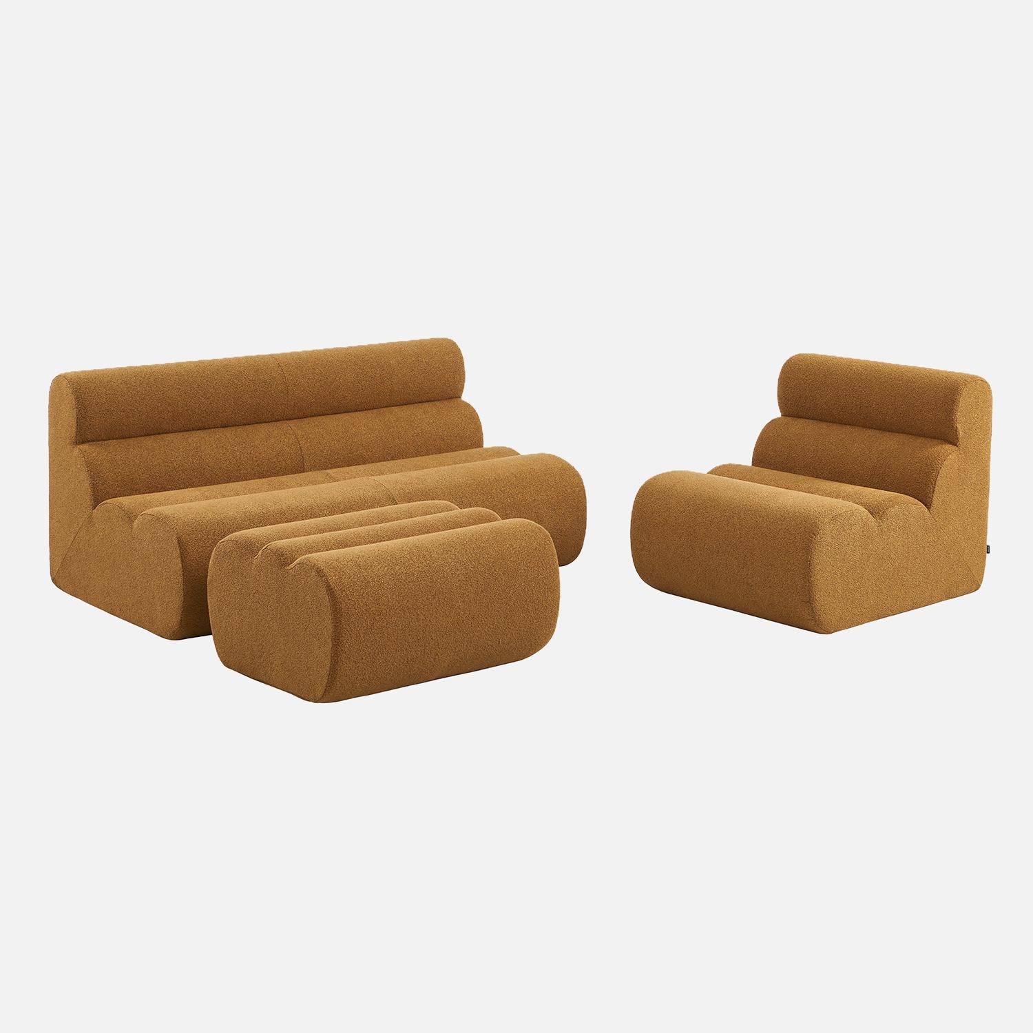 Nova borreguito - Sofá modular de borreguito con reposapiés, 3 plazas