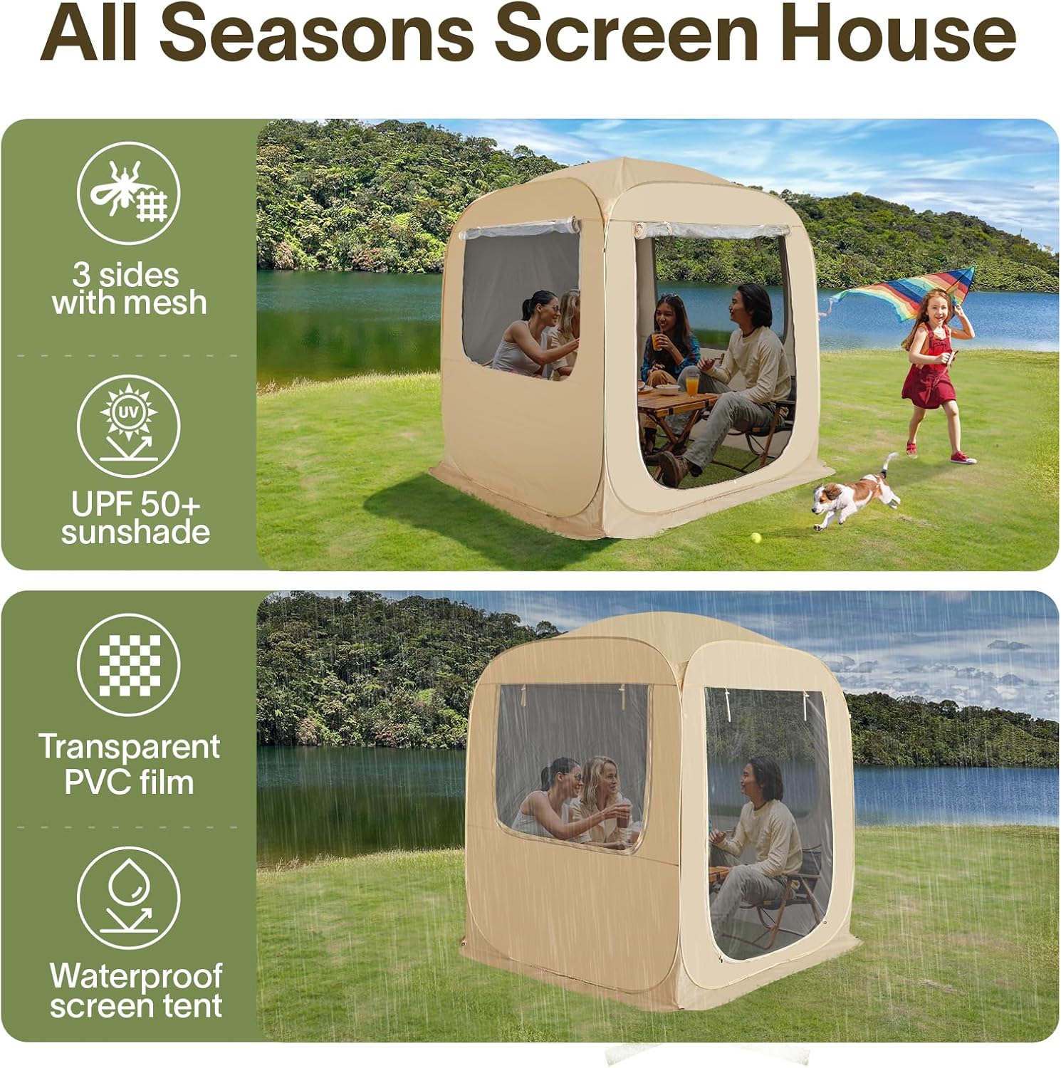 Screen gazebo sleeps 6-10-15 people Igloo-style canopy tent mosquito net on the sides Perfect