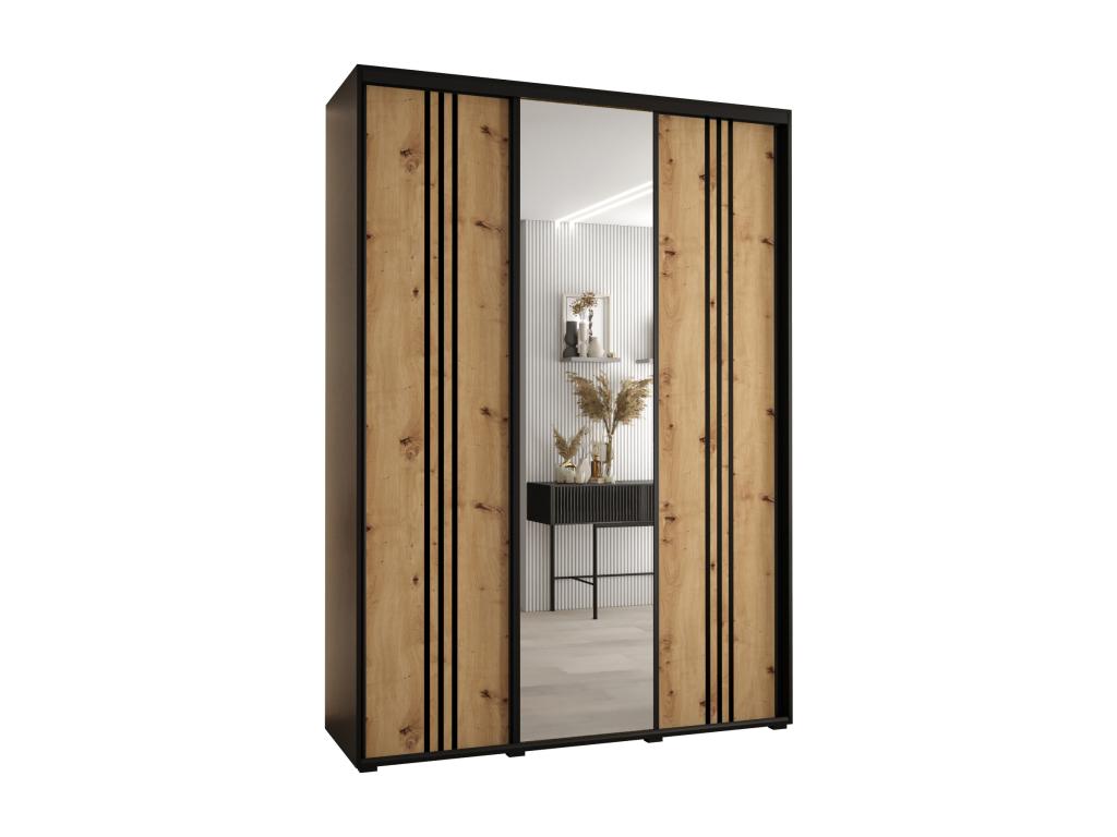 ARMARIO DAVOS 7 DE PUERTAS CORREDERAS 235,2/180/60 3 puertas (Negro/Artisan/Negro)
