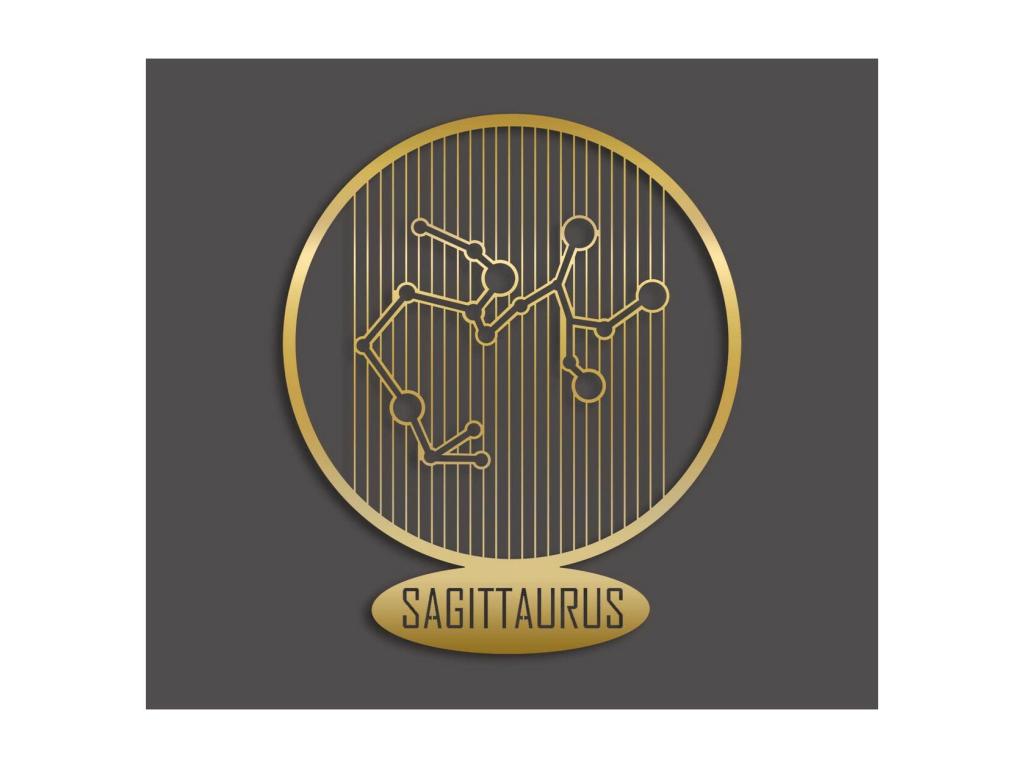 Decoración de Metal Horóscopo Sagitario 8, Oro, 38x0,15x45 cm, Tucasago