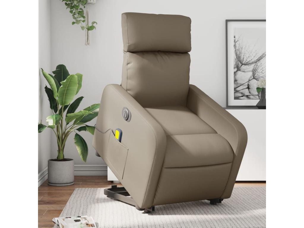Sillón reclinable de masaje eléctrico cuero sintético capuchino