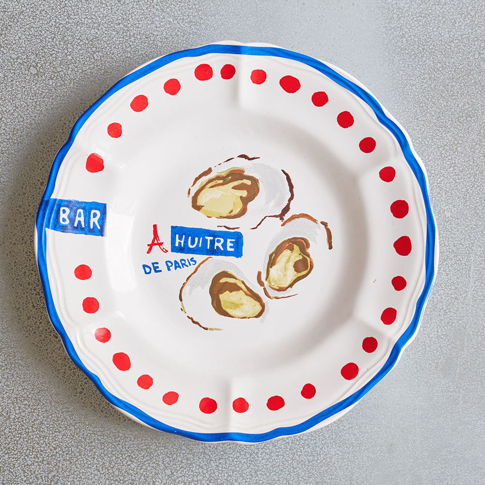 Assiette plate en faïence Huîtres