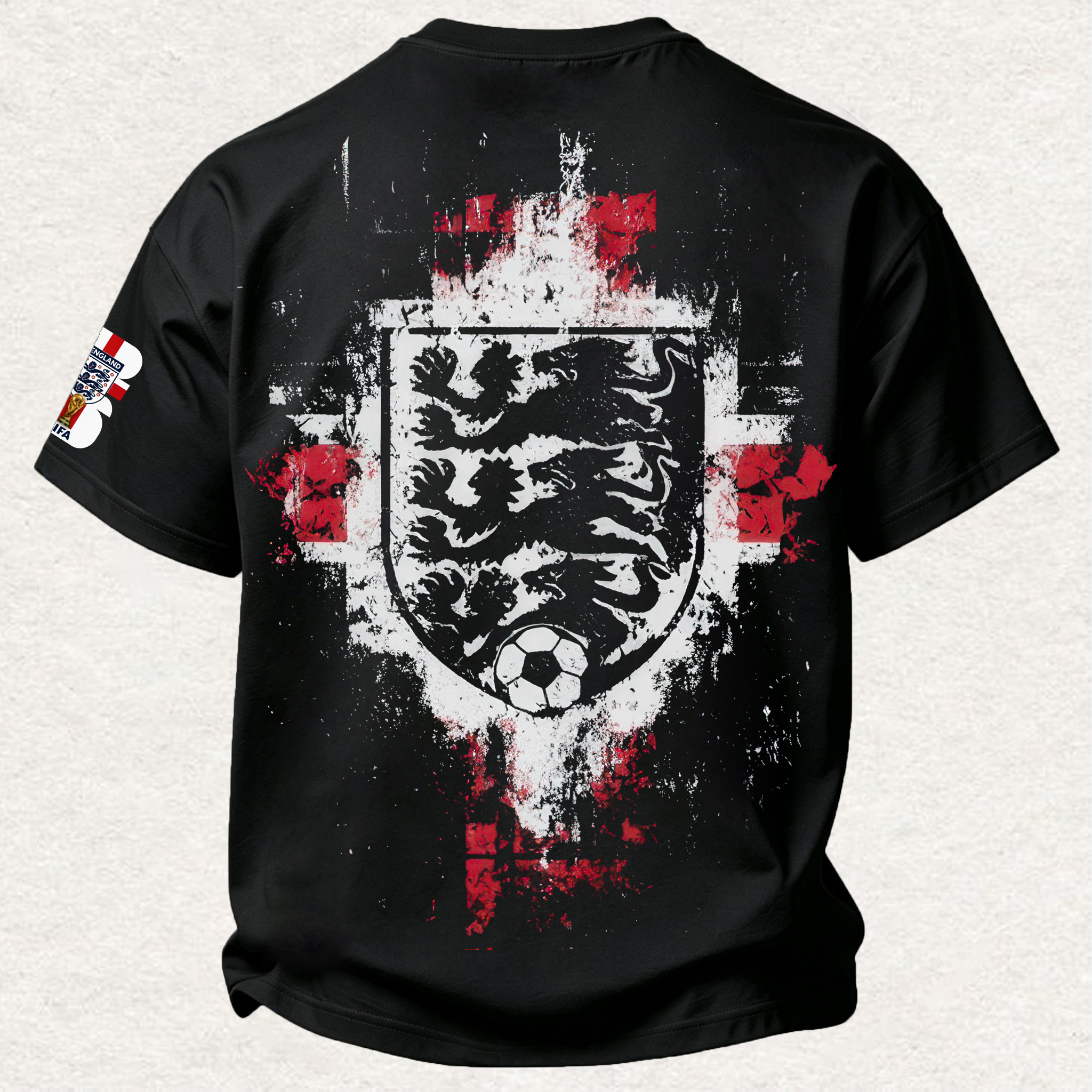 Three Lions Football Shield Graphic Printed Oversized Unisex T-shirt