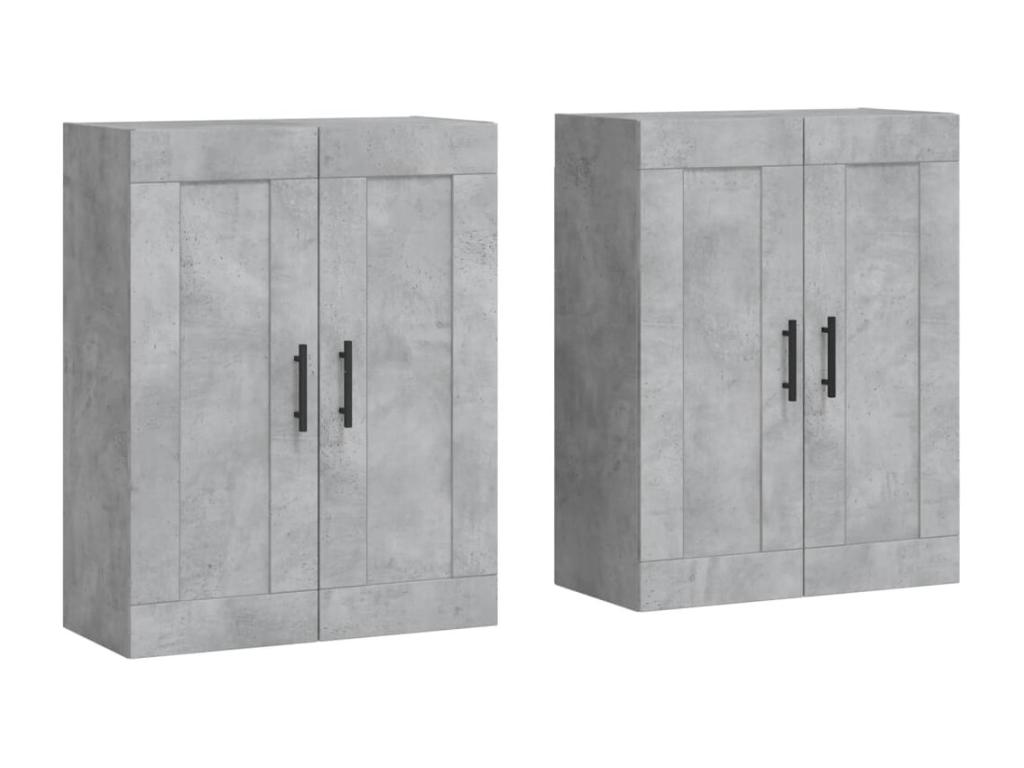 Armarios de pared 2 uds madera de ingeniería gris hormigón