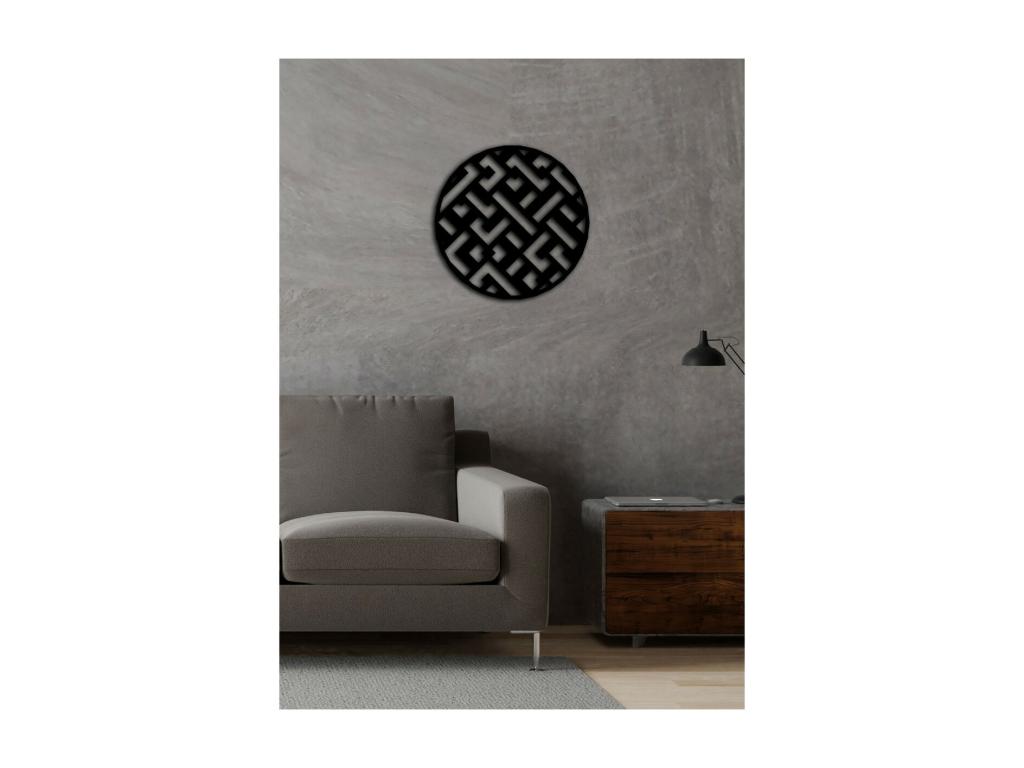 Decoración de Metal Círculo Geométrico, Negro, 50x1,5x50 cm, Lujodec