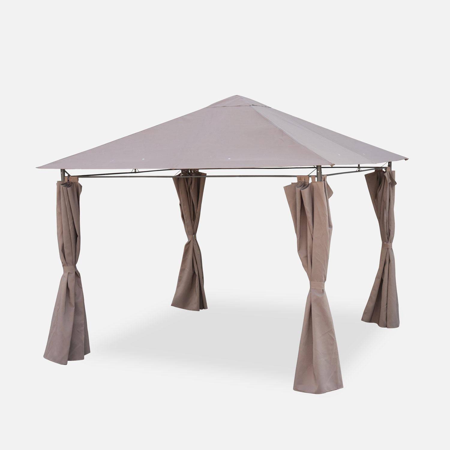 Elusa - Gazebo de jardín con cortinas 3x3m