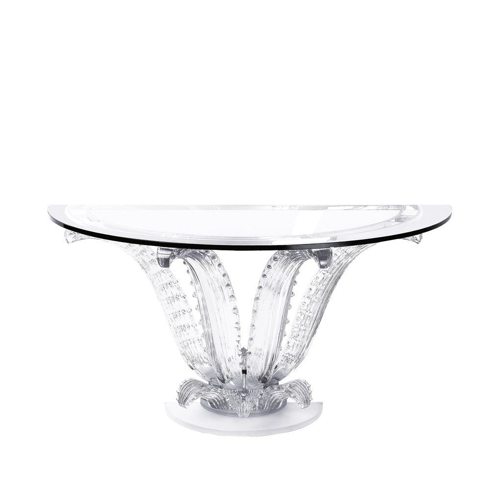 TABLE CONSOLE CACTUS - CONSOLE DEMI-LUNE, CRISTAL INCOLORE