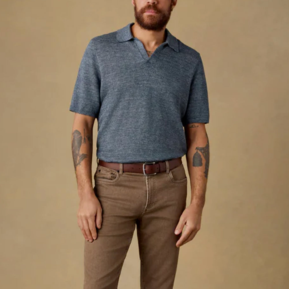 Faherty - Polo en lin - Marine Mélangé