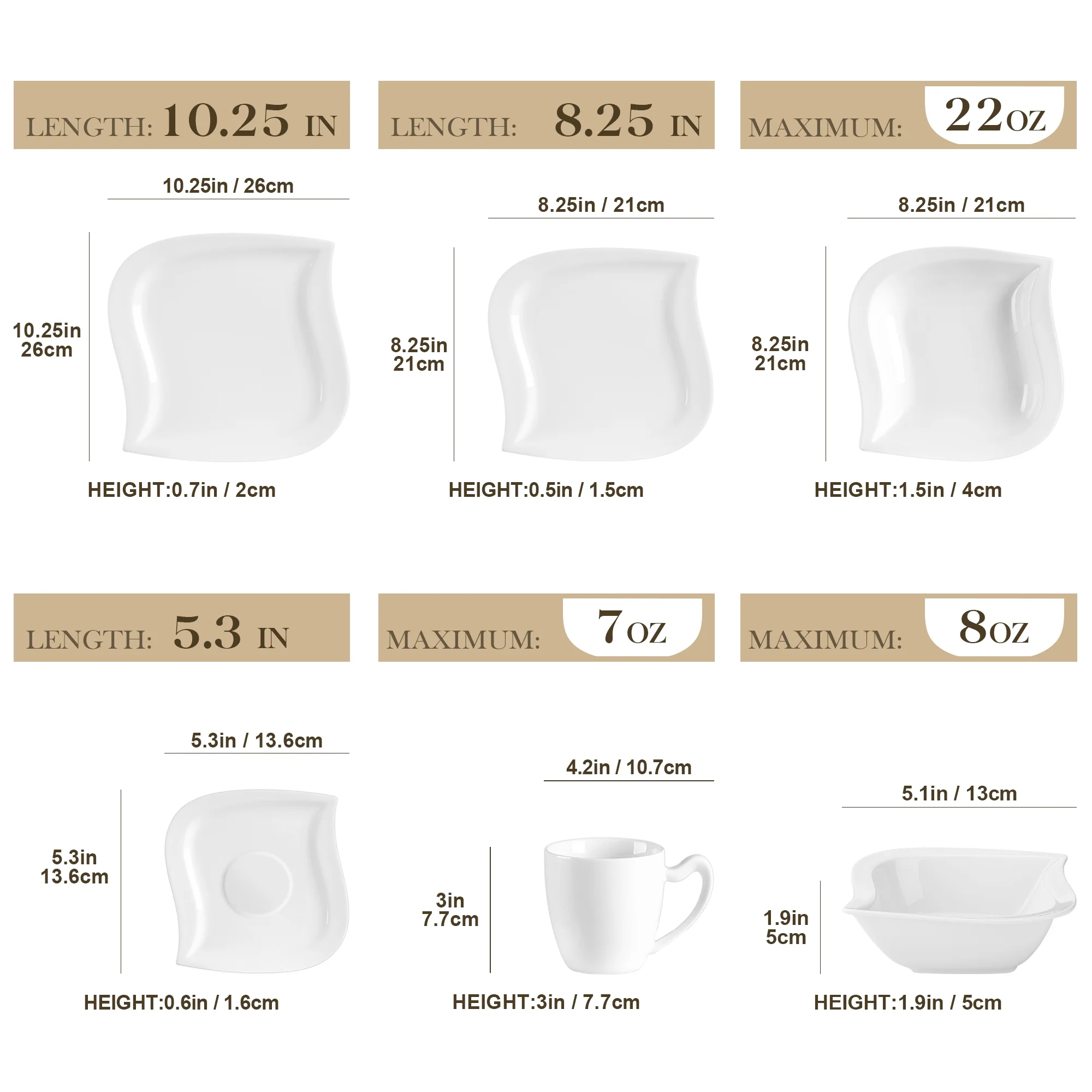 vancasso 36 pcs Dinnerware Sets, Plates and Bowls Set for 6, Porcelain Dinner Set, Marble Gray - Image 12