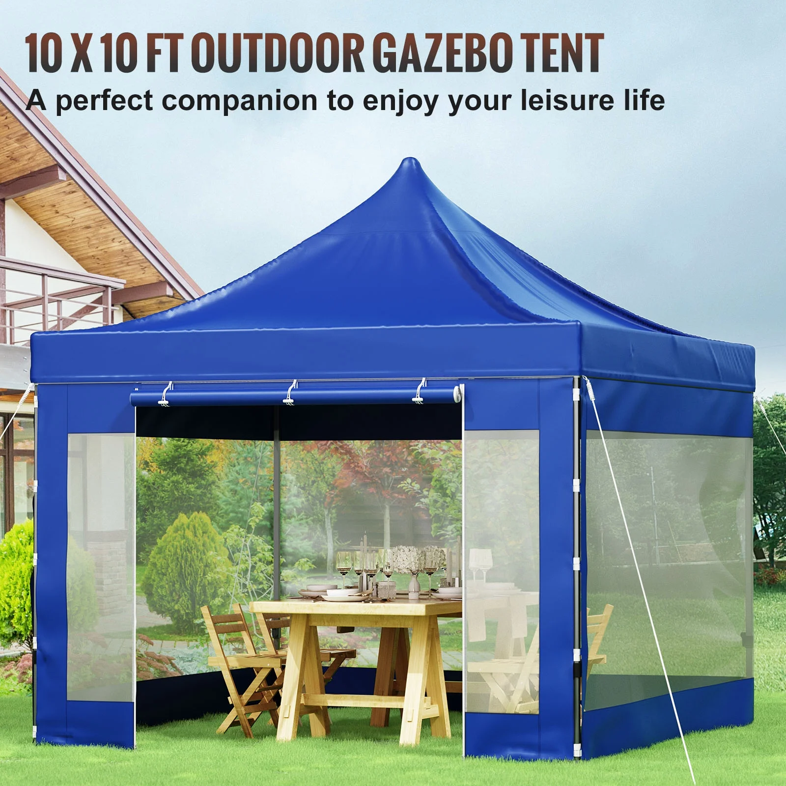 BENTISM 10' x 10' Instant Pop Up Gazebo Tent, Adjustable Height with UV Resistant - Image 11