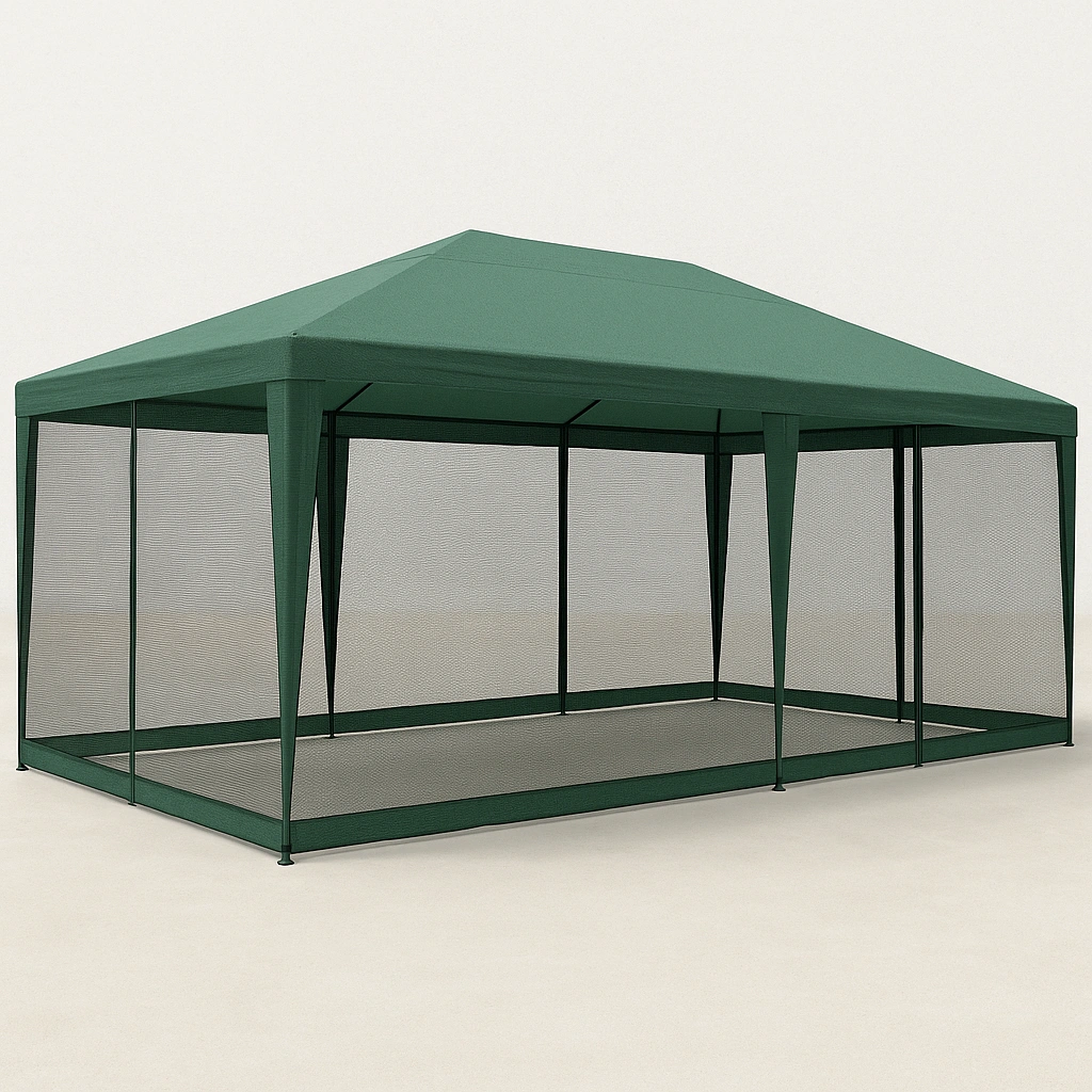 Carpa cenador exterior verde hierro jardín eventos 600x250x280 cm - qXkKLam342kS