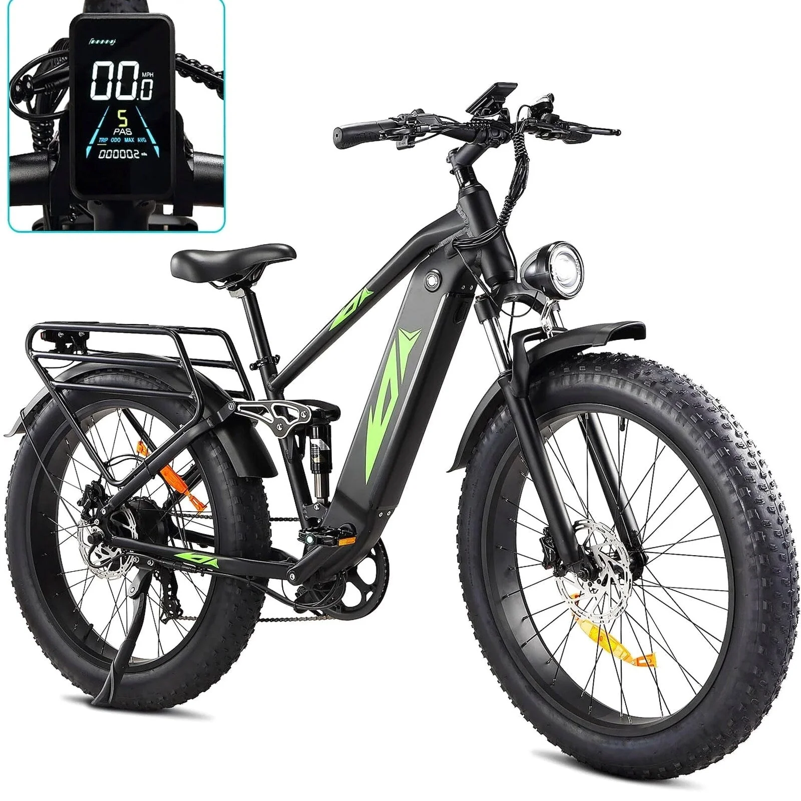 Adult Electric Bike 1000W 48V 17.5AH, 26 Fat Tire, Full Suspension, 7 Speed, 60 Miles Range - UL Certified - Image 2 Adult Electric Bike 1000W 48V 17.5AH, 26 Fat Tire, Full Suspension, 7 Speed, 60 Miles Range - UL Certified - Image 2