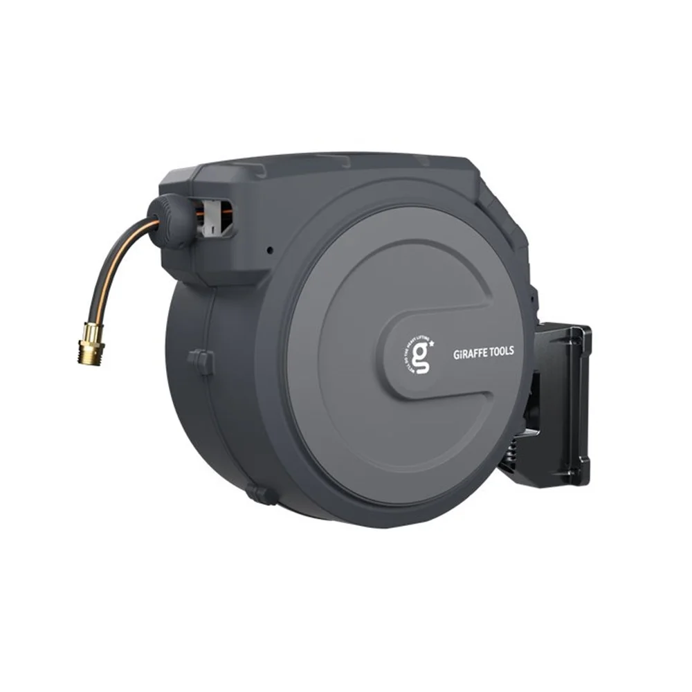 Giraffe Tools Retractable Garden Hose Reel with 1/2in-100ft Water Hose, Plastic Bracket, Wall Mounted, Dark Grey - Image 22