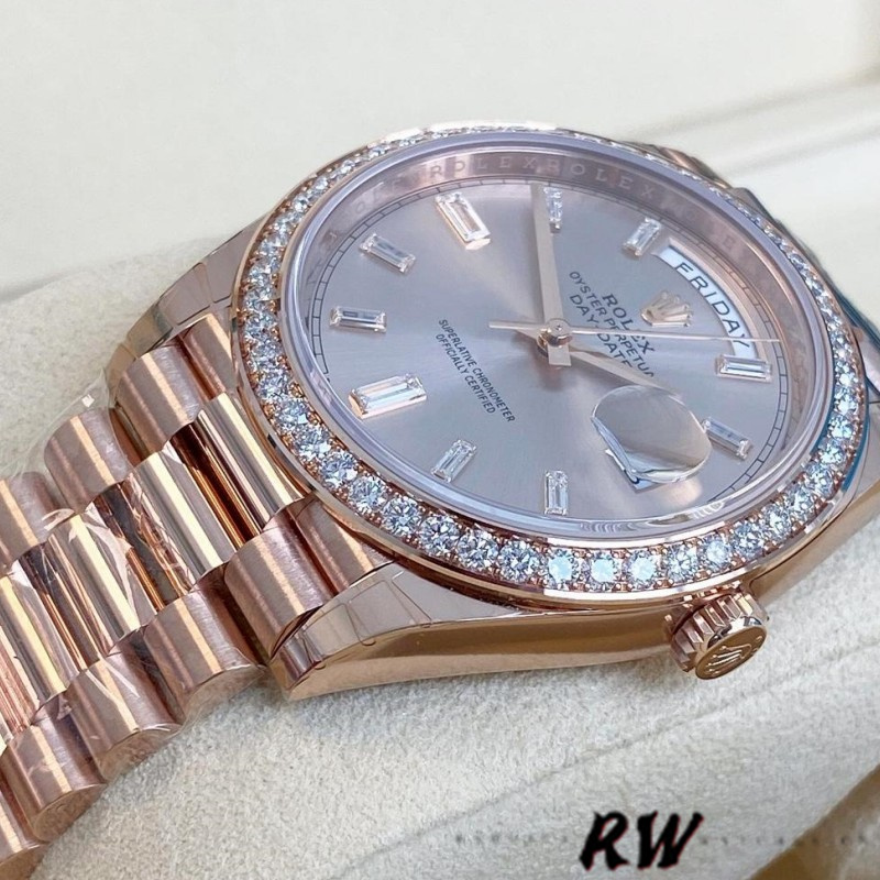 Rolex Day-Date 228345RBR Sundust Diamond Dial Diamond Bezel 40mm Mens Replica Watch