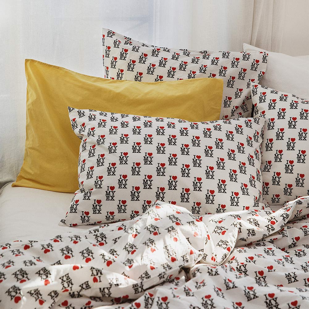 Merci x Carne Bollente - Taie d'oreiller en percale de coton - I Love My Ex