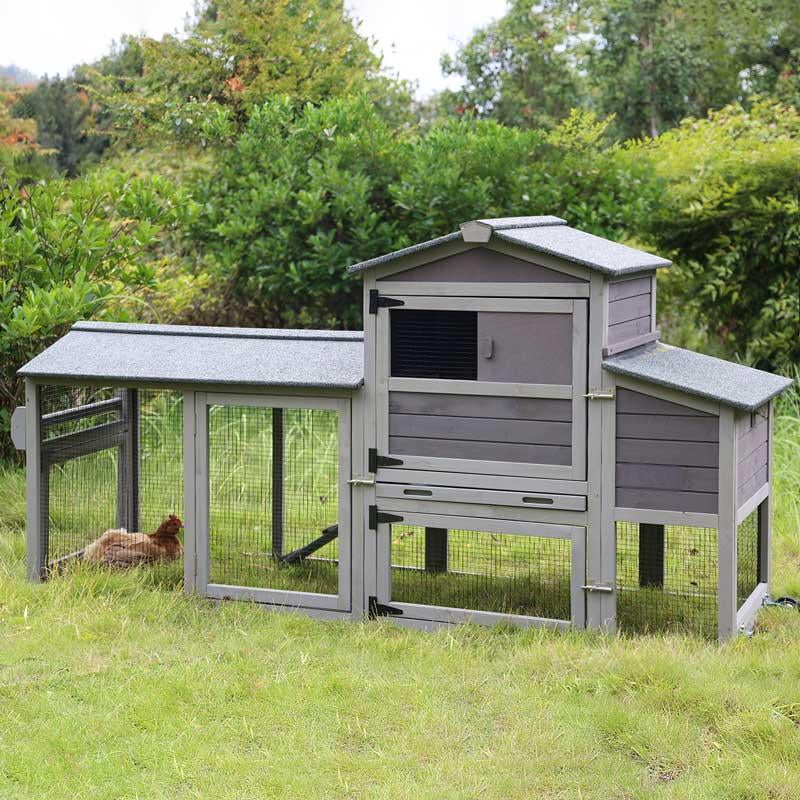 MEDEHOO 80" Mobile Chicken Coop with Wheels - Weatherproof Wooden Hen House, Outdoor Poultry Cage & Nesting Box Run, Expandable Design - Image 11