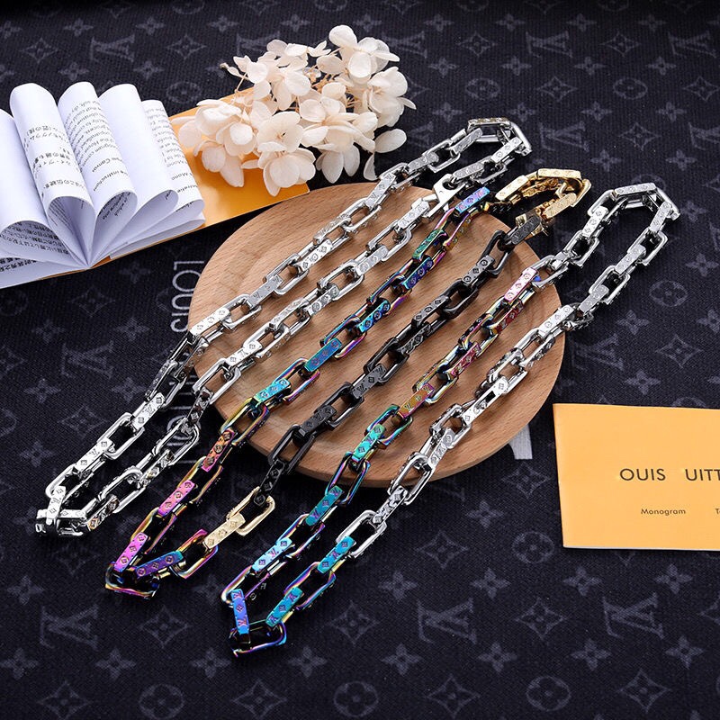 Louis Vuitton Mixed Color Cuban Chain Mens Necklace - Original Replica Club