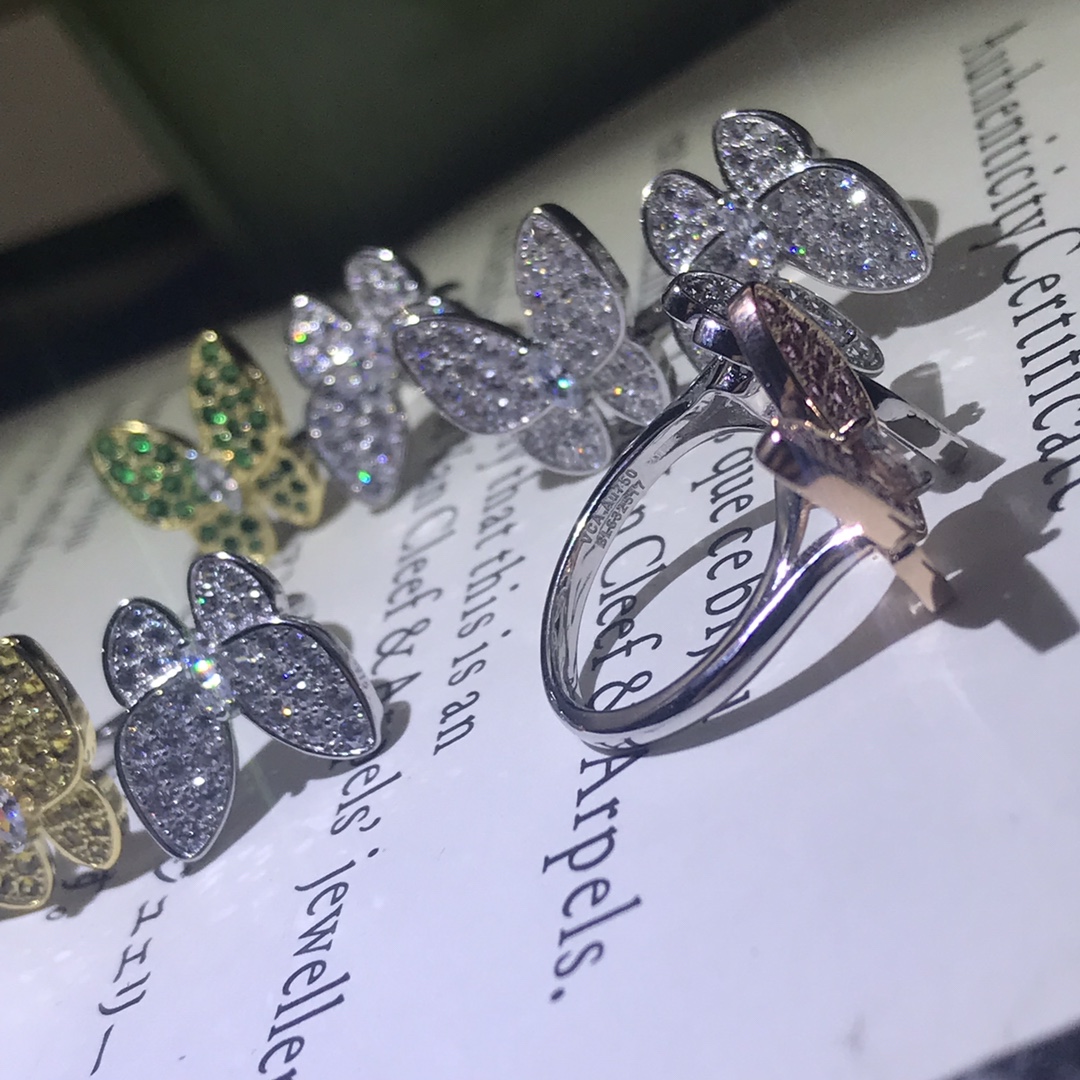 VCA Full Diamond Two Butterfly Between the Finger Ring - Original Replica Club